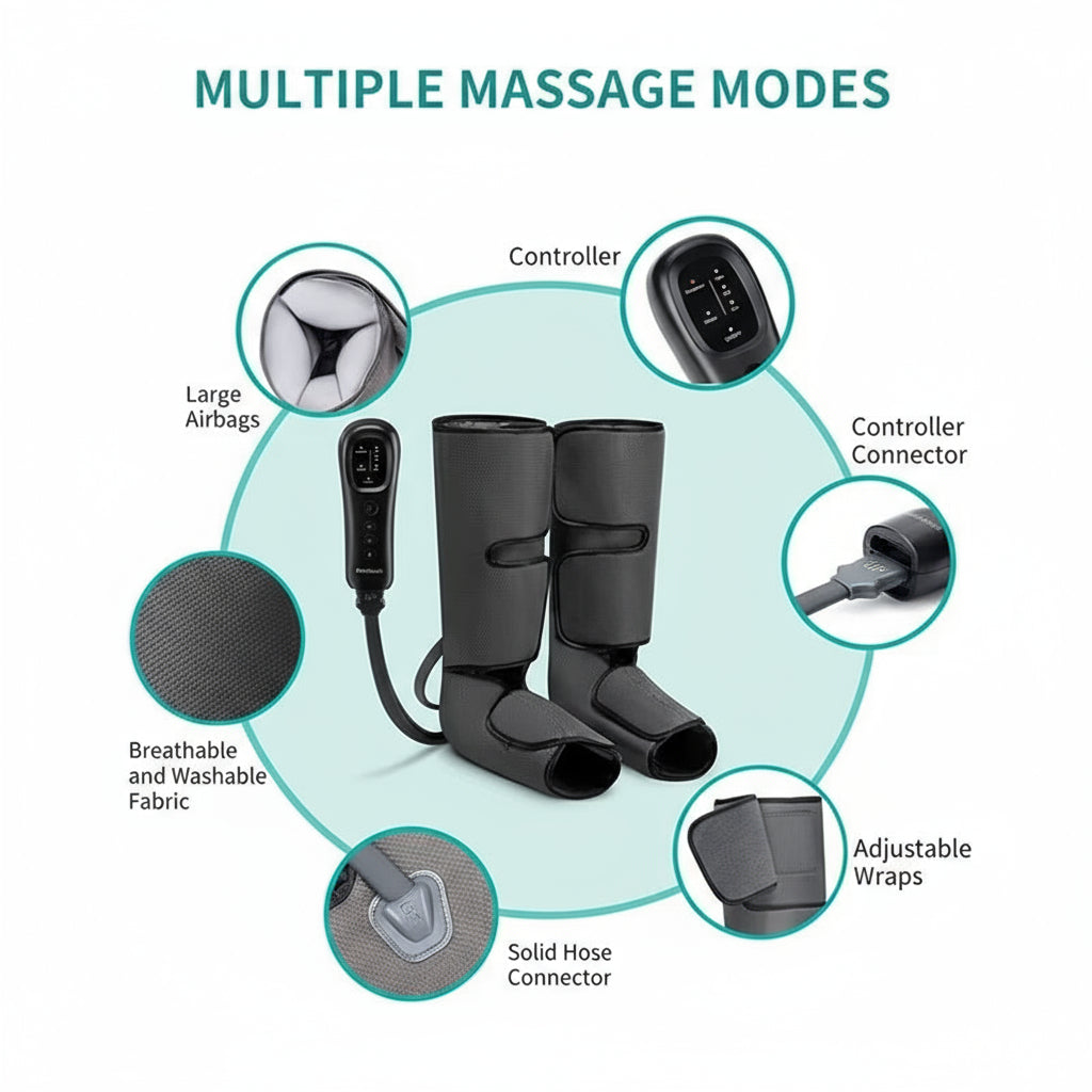 Leg Massager Air Compression Calf Wraps Air Pressure Massage for Blood Circulation and Relaxation Lymphatic Drainage