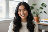 blach hair. american lady 